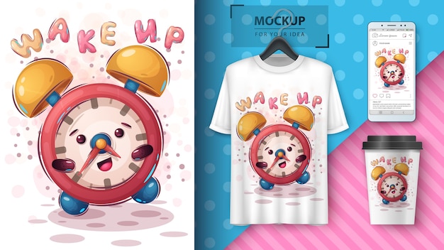 Cute allarm clock poster and merchandising