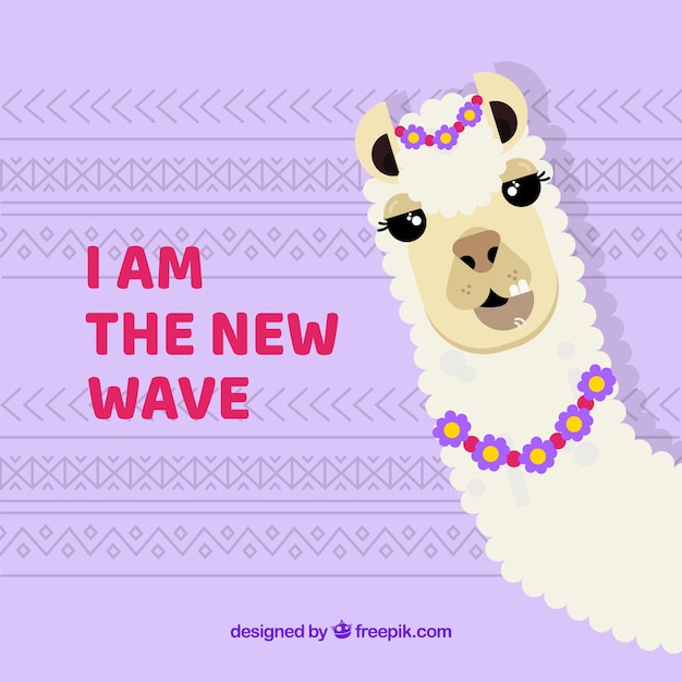 Free vector cute alpaca background with quote