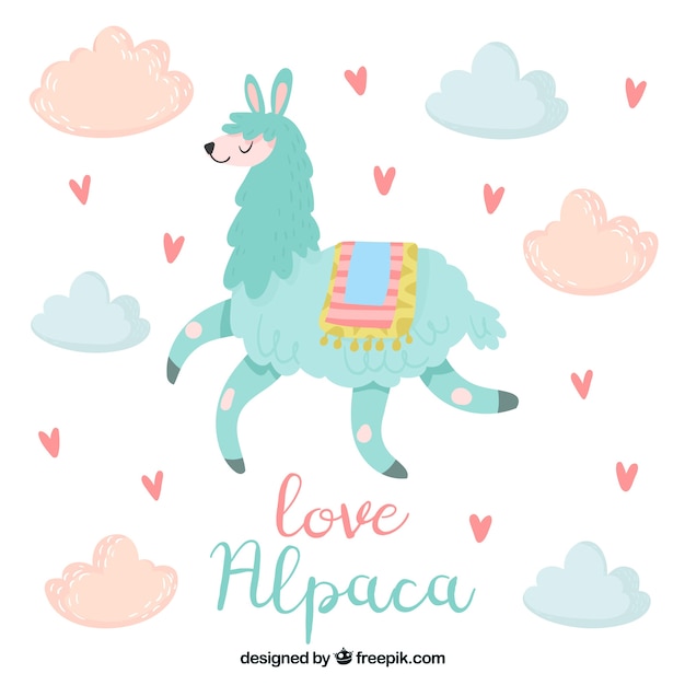 Free vector cute alpaca background