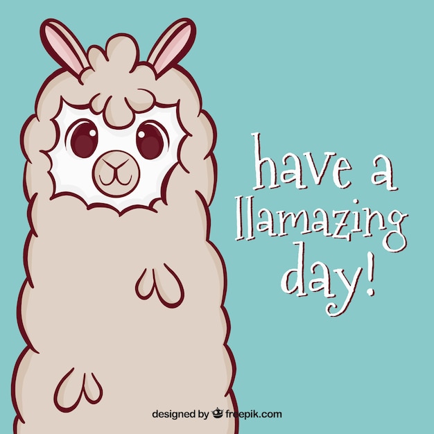 Free Vector cute alpaca with quote