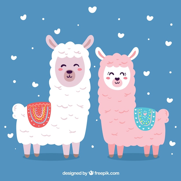 Cute alpacas background