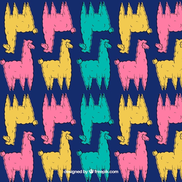 Cute alpacas pattern in different colors