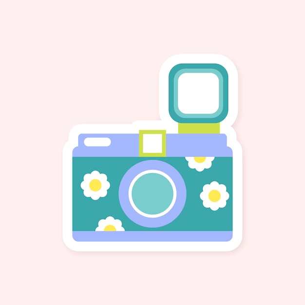 Cute analog camera sticker vector