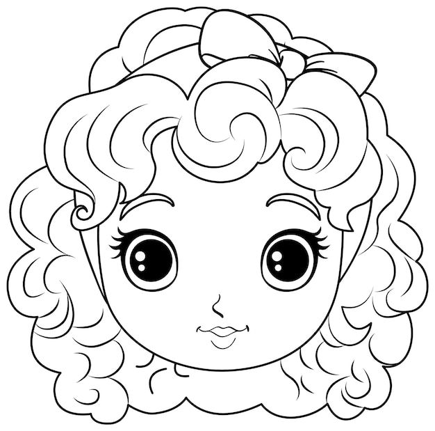 Free vector cute angel head outline for creative coloring