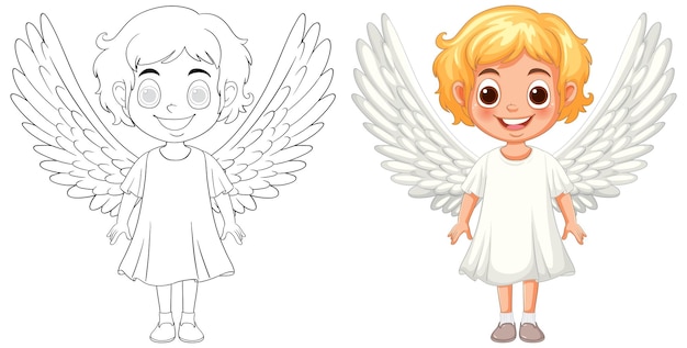 Free Vector cute angel kids illustration