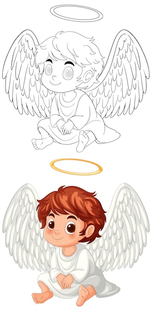 Free vector cute angel kids illustration