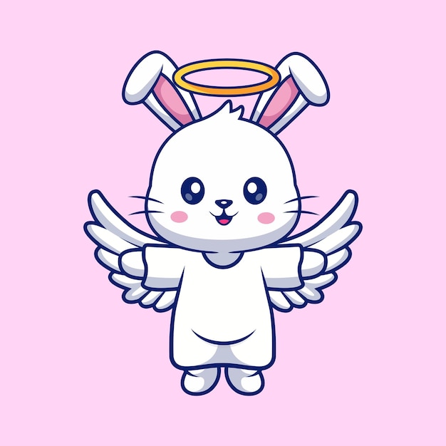 Free vector cute angel rabbit flying cartoon vector icon illustration animal holiday icon concept isolated flat