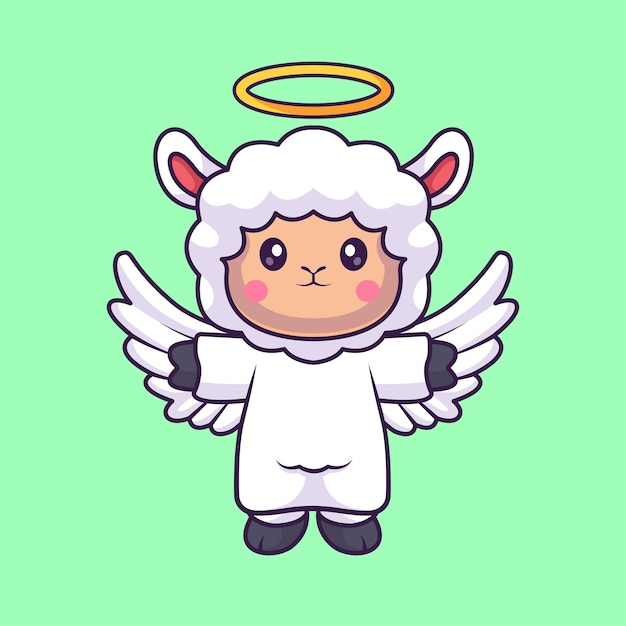 Free Vector cute angel sheep flying cartoon vector icon illustration animal holiday icon concept isolated flat