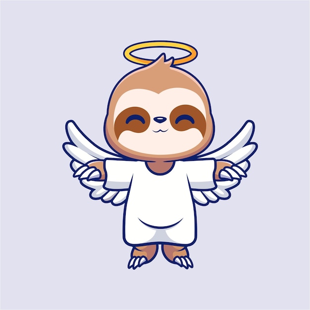 Free vector cute angel sloth flying cartoon vector icon illustration animal holiday icon concept isolated flat