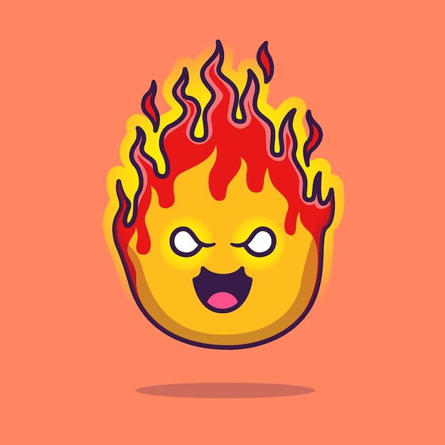 Free Vector cute angry fire element cartoon vector icon illustration. nature object icon concept isolated flat