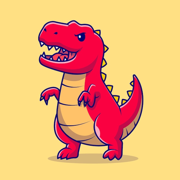 Free vector cute angry red dinosaur cartoon vector icon illustration. animal nature icon concept isolated flat