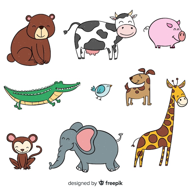 Cute animal collection flat design