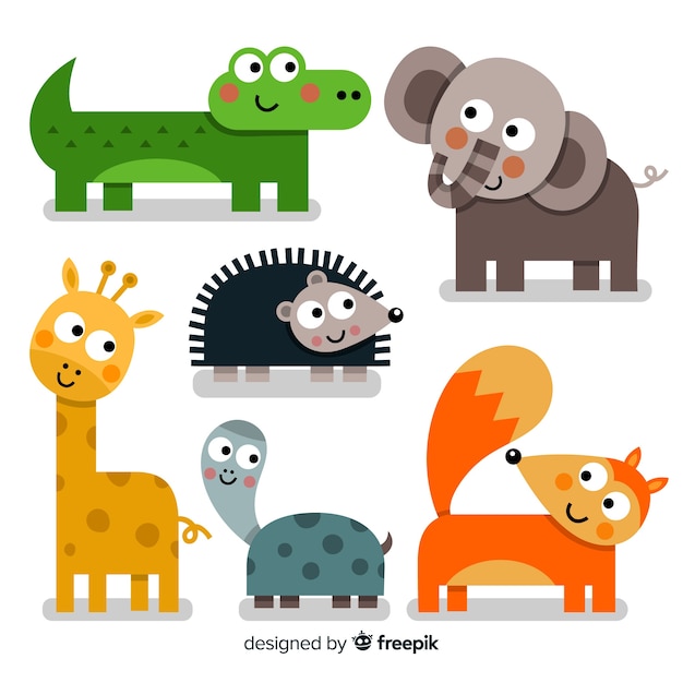 Free Vector cute animal collection with fox