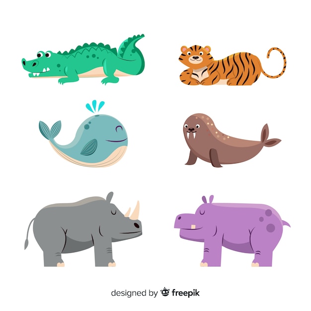 Cute animal collection with rhino