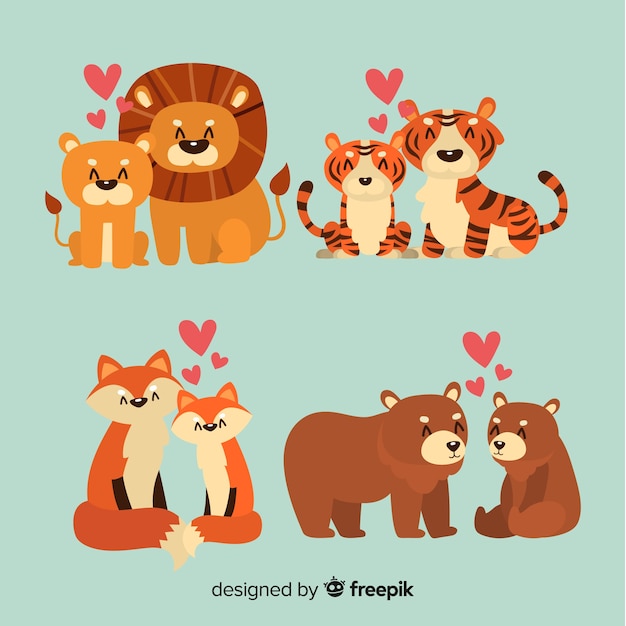 Cute animal couples collection for valentines day