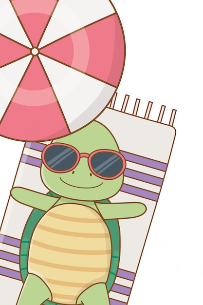 Free vector cute animal enjoying summer vacations