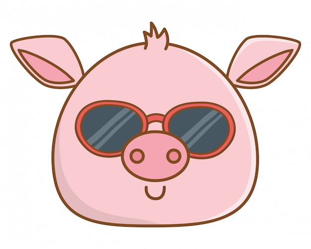 Free Vector cute animal face cartoon 