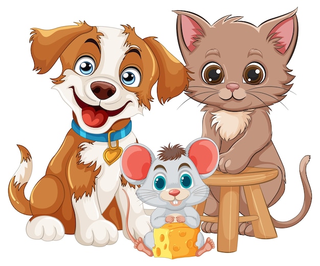 Free vector cute animal friends together