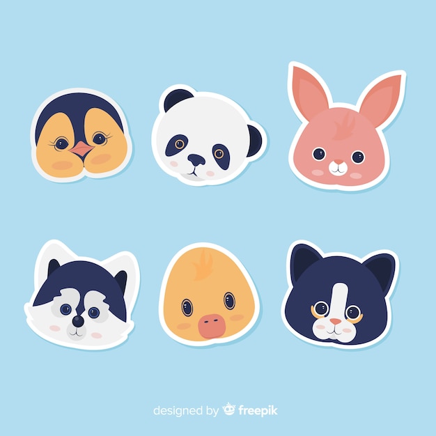 Free Vector cute animal heads collection