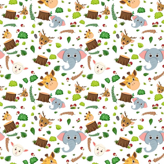 Cute animal seamless pattern