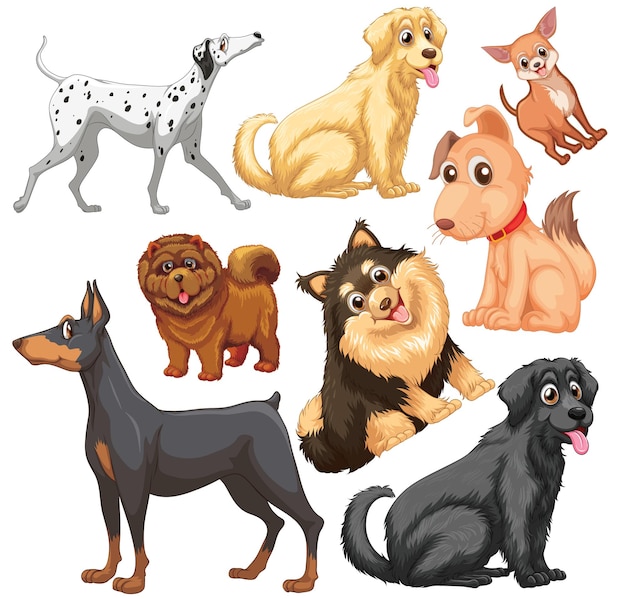 Free Vector cute animals cartoon set on white background