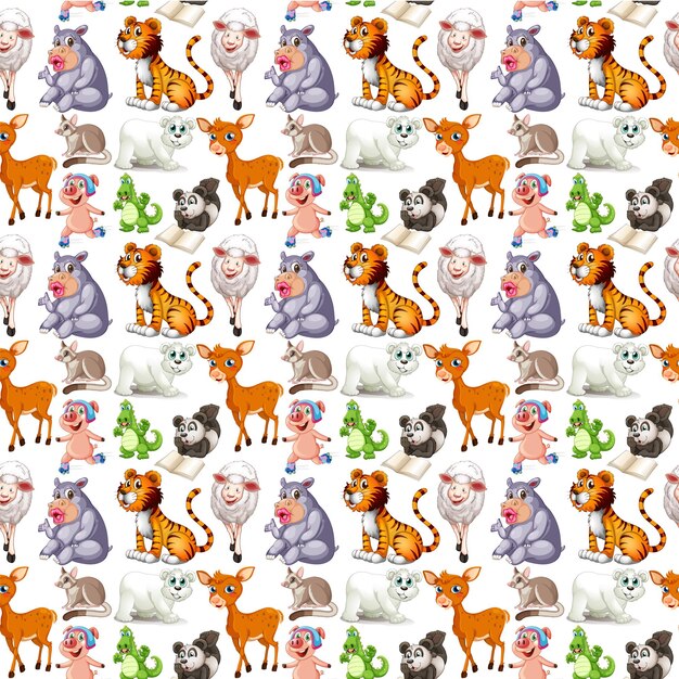 Cute animals cartoon set on white background