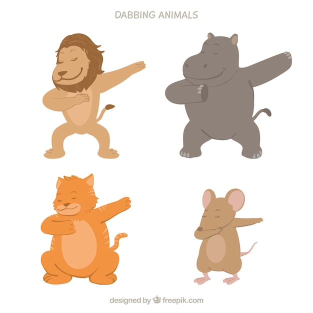 Free vector cute animals collection doing dabbing