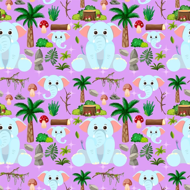 Free vector cute animals seamless pattern