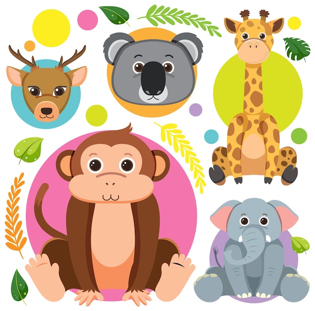 Free vector cute animals seamless pattern