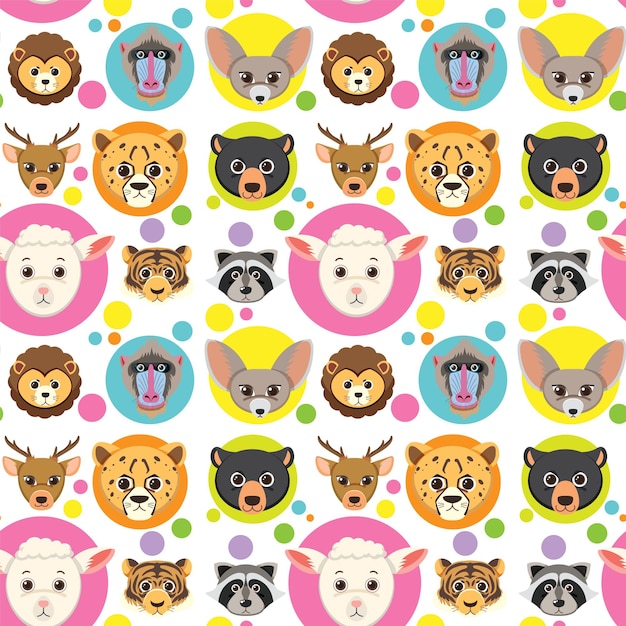 Cute animals seamless pattern