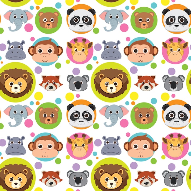 Cute animals seamless pattern