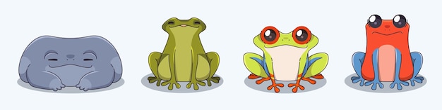 Free vector cute aquatic and tropical frog character