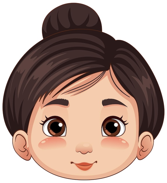 Cute Asian girl head cartoon