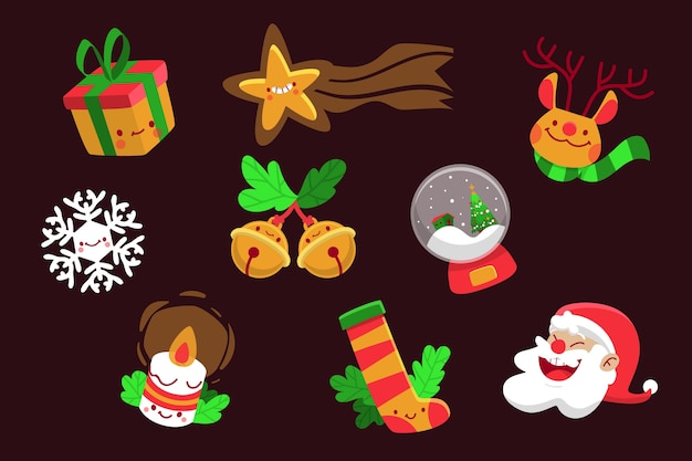 Cute assortment of christmas elements hand drawn