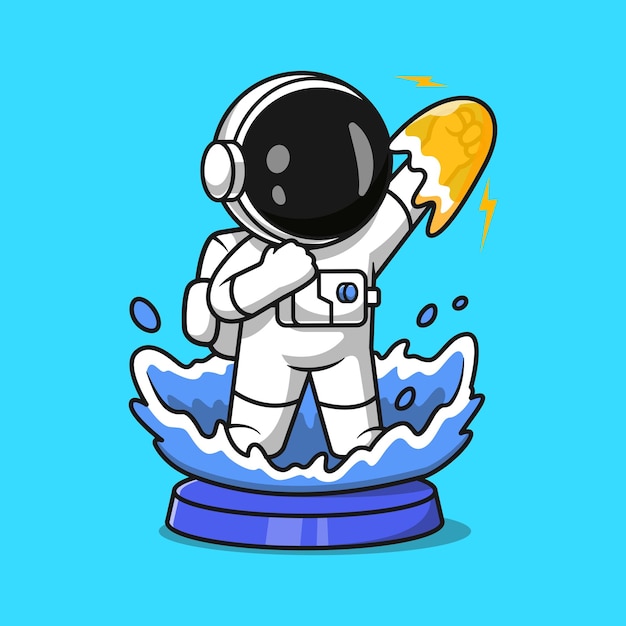 Free Vector cute astronaut action figure super hero cartoon vector icon illustration science technology flat