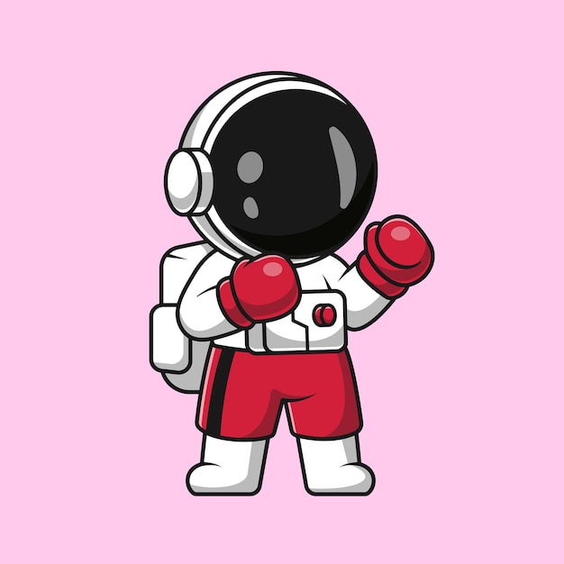 Free vector cute astronaut boxing cartoon vector icon illustration science sport icon concept isolated flat