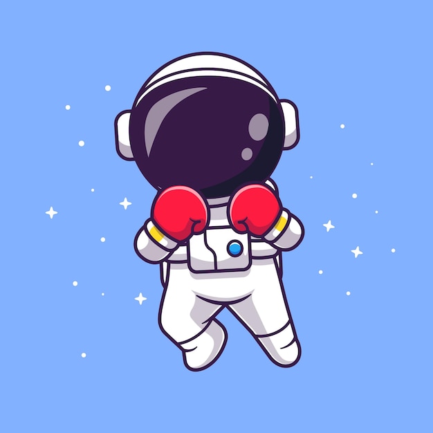 Free vector cute astronaut boxing in space cartoon vector icon illustration. science sport icon concept isolated