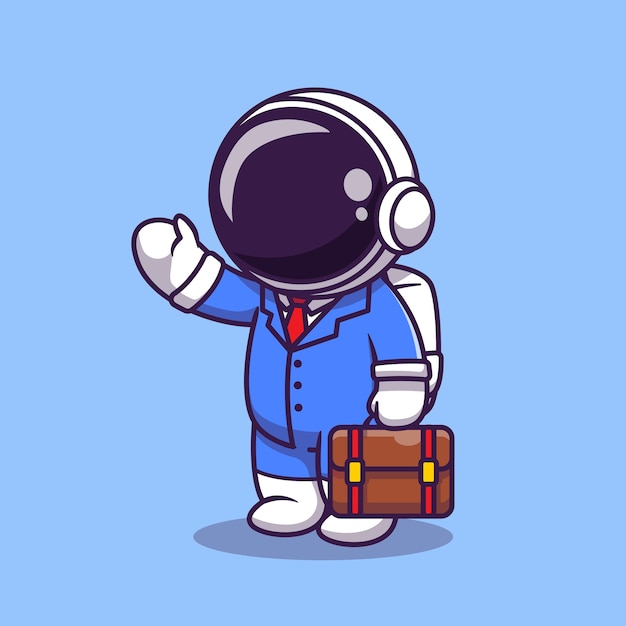 Free Vector cute astronaut businessman cartoon illustration. science business icon concept. flat cartoon style