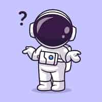 Free vector cute astronaut confuse cartoon vector icon illustration science technology icon concept isolated