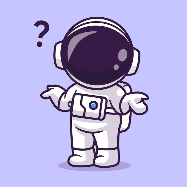 Cute Astronaut Confuse Cartoon Vector Icon Illustration Science Technology Icon Concept Isolated