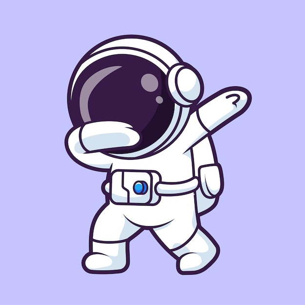 Free vector cute astronaut dabbing cartoon vector icon illustration science technology icon isolated flat