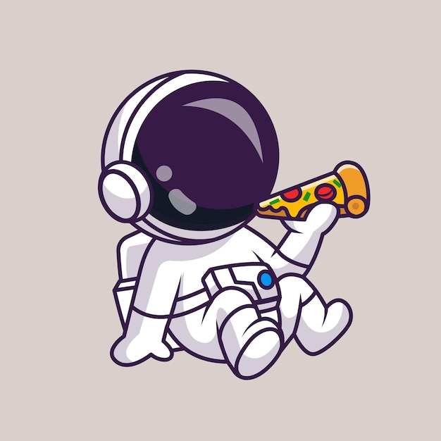 Free vector cute astronaut eating pizza cartoon vector icon illustration science food icon concept isolated flat