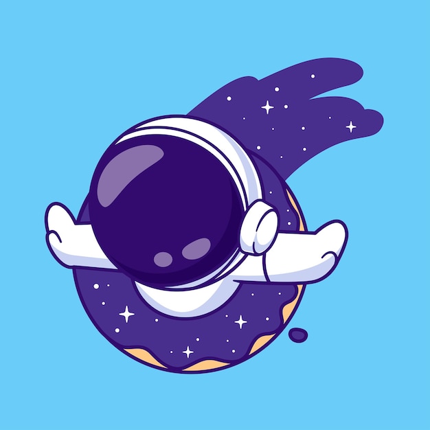 Free vector cute astronaut flying with doughnut space cartoon vector icon illustration science food isolated