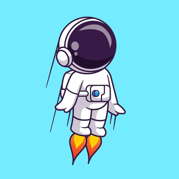 Cute Astronaut Flying With Rocket Cartoon Vector Icon Illustration. Science Technology Icon Isolated