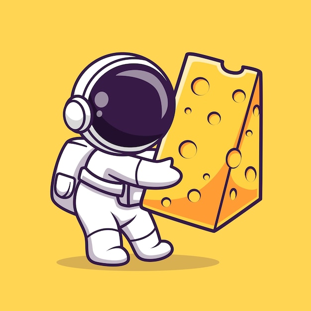 Free Vector cute astronaut holding cheese moon cartoon vector icon illustration science technology icon concept