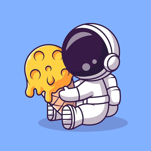 Free Vector cute astronaut holding moon ice cream cartoon vector icon illustration. science food icon isolated