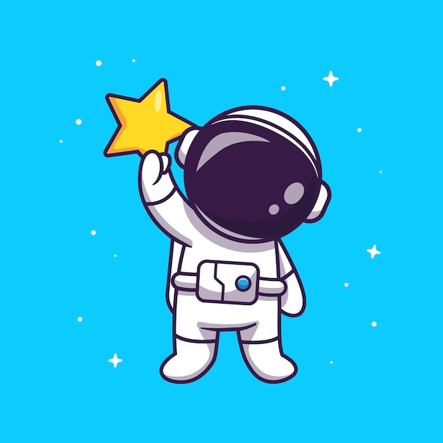 Cute Astronaut Holding Star  Illustration. 