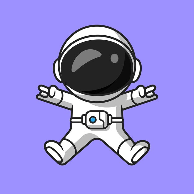 Cute Astronaut Jumping With Metal Hands Cartoon Vector Icon Illustration. Science Technology Icon Concept Isolated Premium Vector. Flat Cartoon Style