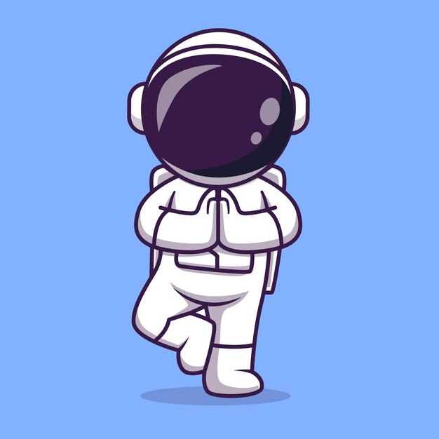 Cute Astronaut Meditating Yoga Cartoon Vector Icon Illustration Science Technology Icon Isolated