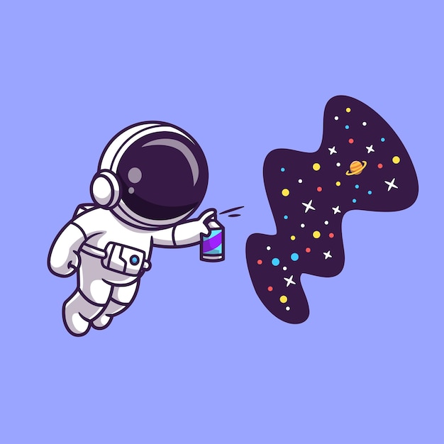 Free Vector cute astronaut playing spray space cartoon vector icon illustration science technology isolated flat